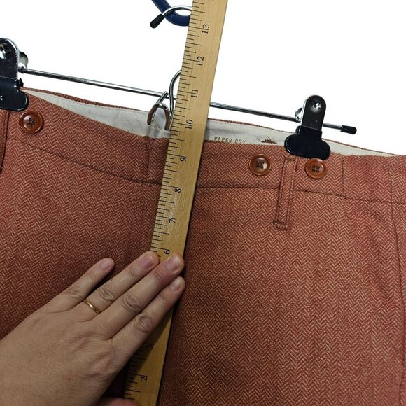 Paper‎ Boy Women's Wool Blend Tweed Herringbone Trousers Pants Orange Size 12 - Picture 12 of 14
